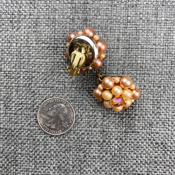 Vintage Peach & Brown Japan Clip On Earrings - Picture 7 of 7